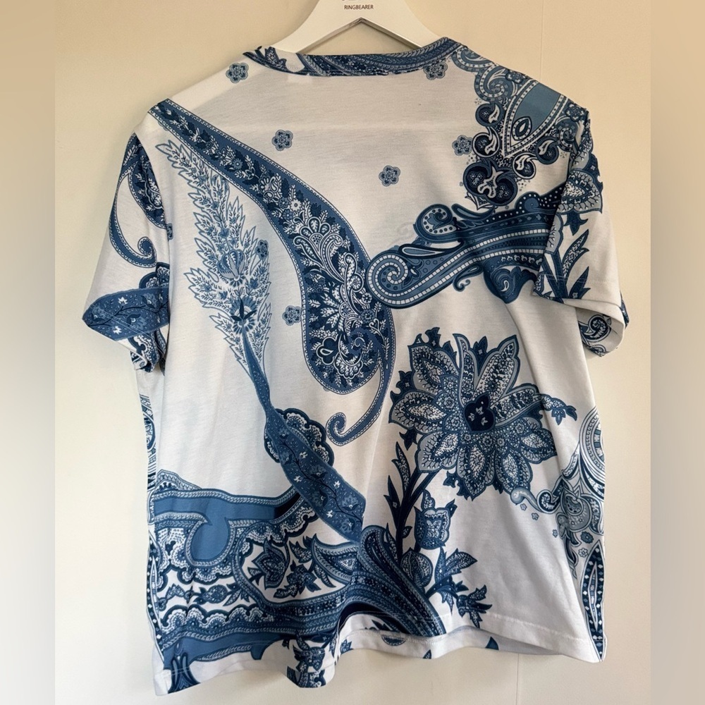 Desigual Blue and White POPASLEY Paisley women’s  Tee - Picture 5 of 5